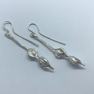 Kowhai Earrings 2 pod - Silver