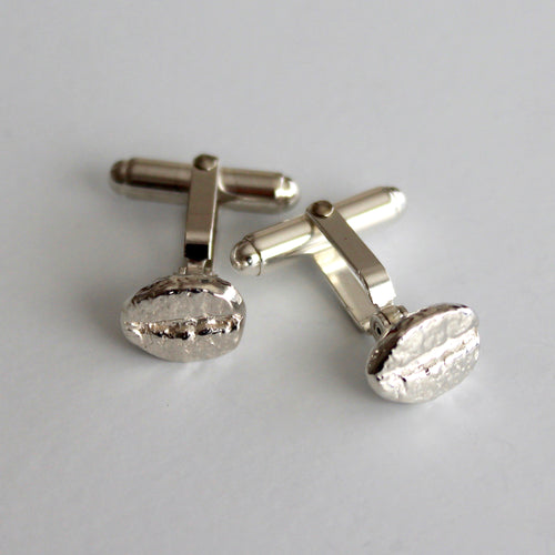 Coffee Bean - Silver Cuff Links