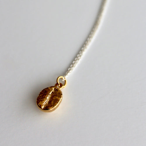 Coffee Bean Necklace - Gold with Silver