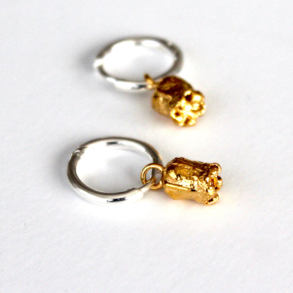 Rata Earrings Hoops - Gold with Silver.
