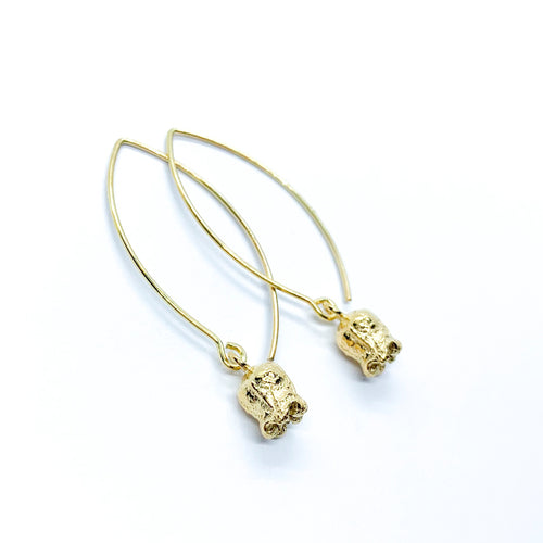 Rata Long Hook Earrings - Gold