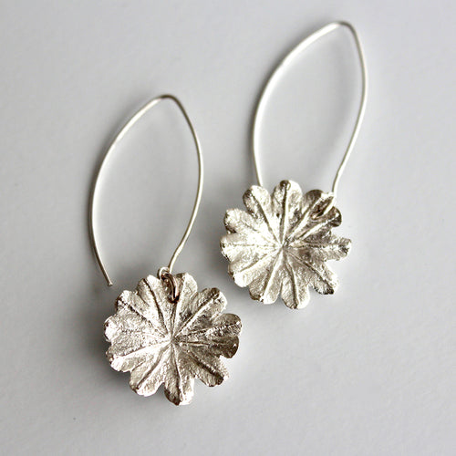 Poppy Top Earrings - Silver Long Hook