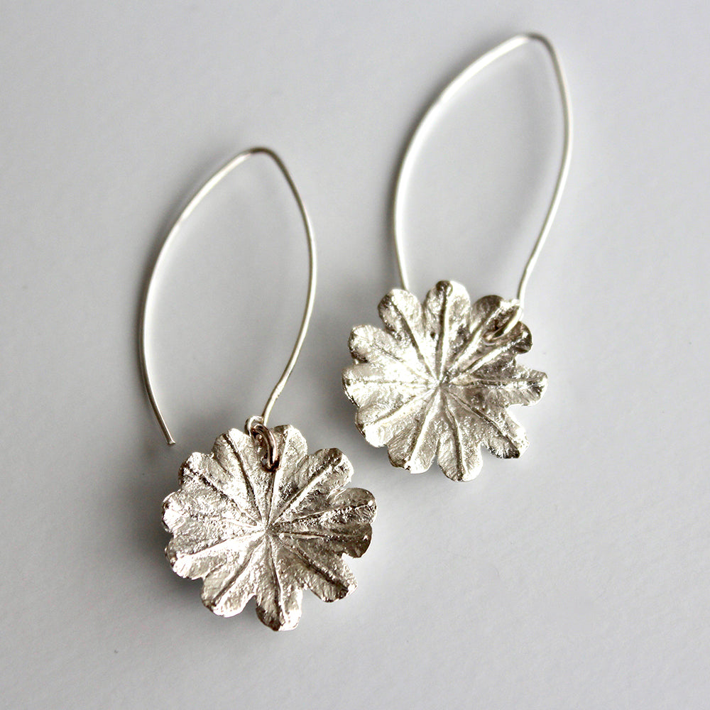 Poppy Top Earrings - Silver Long Hook