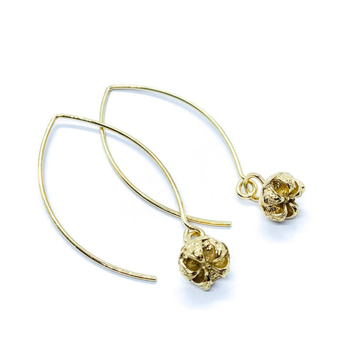 Manuka long hook earrings - Gold